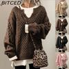Women's Sweater - Knit Cable-Knit Pattern Sweater Casual Knit Pullover