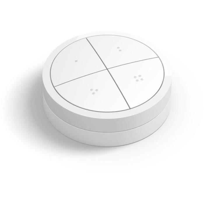 Télécommande tap dial switch - philips hue - blanc - contrôle plusieurs pièces - compatible alexa - intérieur
