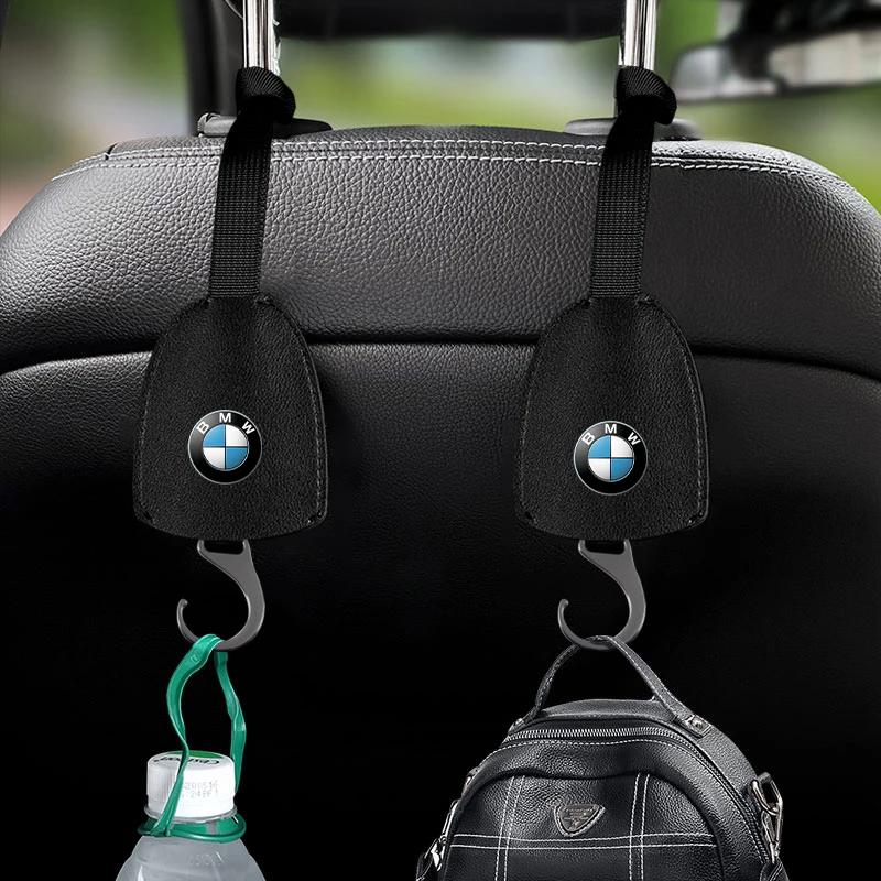 1/2pcs Leather Car Seat Back Hooks Portable Hanging Bag Rack For BMW E30 E34 E36 E39 E46 F10 F13 M Performance X1 F48 X3 X4 X5