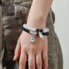 2Pieces Elegant Crystal Bead Bracelet Magnetic Clasp Handchain for Couples Adjustable Matching Wristbands Accessory