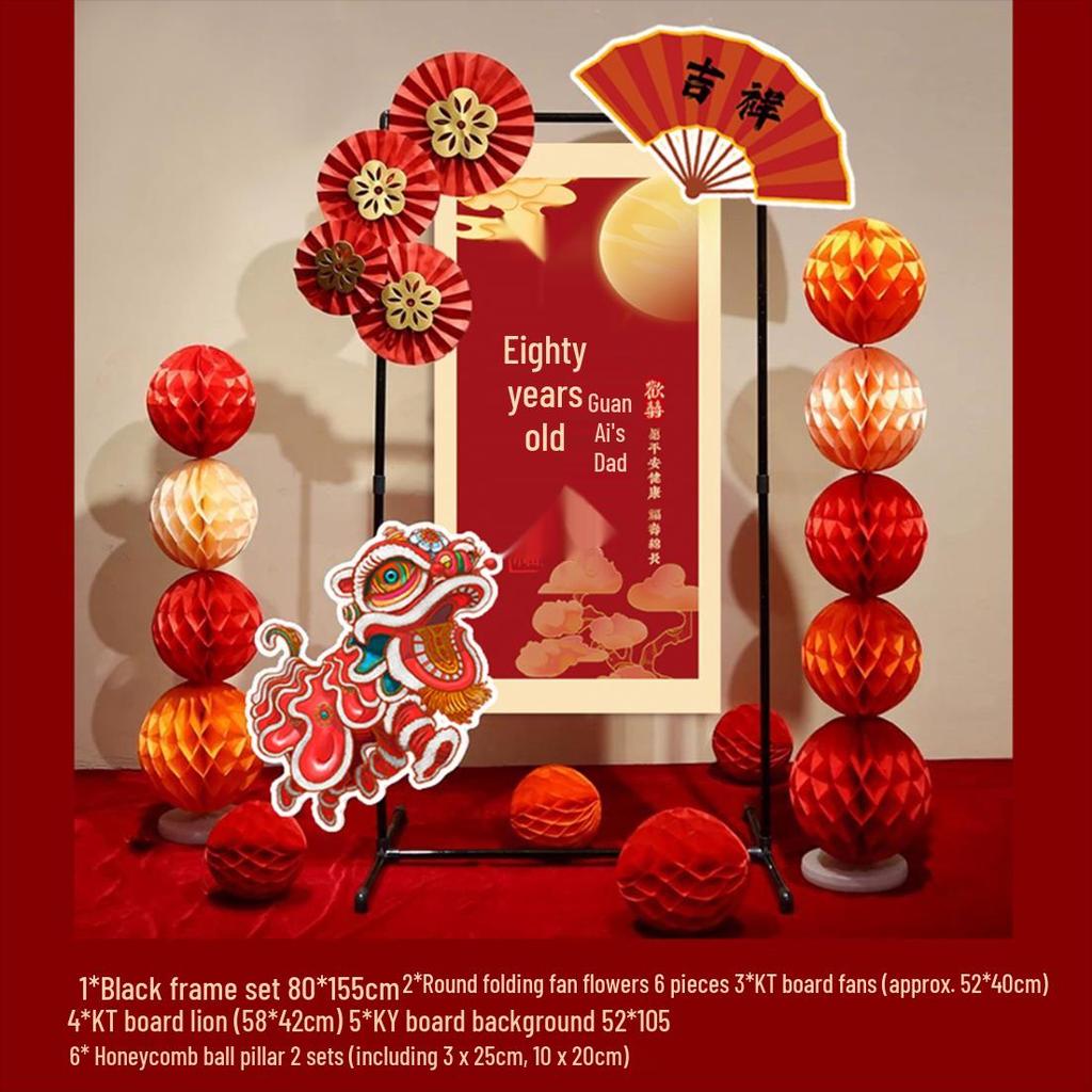 Grand 60th, 80th, or 90th Birthday Celebration Decorations - Elegant Chinese Banquet Venue Setup