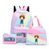 3Pcs/set Anime One Piece Anti-Theft Backpack Casual Daypack with Lunch Bag Pencil Case Back To School Daily Bookbag for Boy Girl Mochila Rucksack