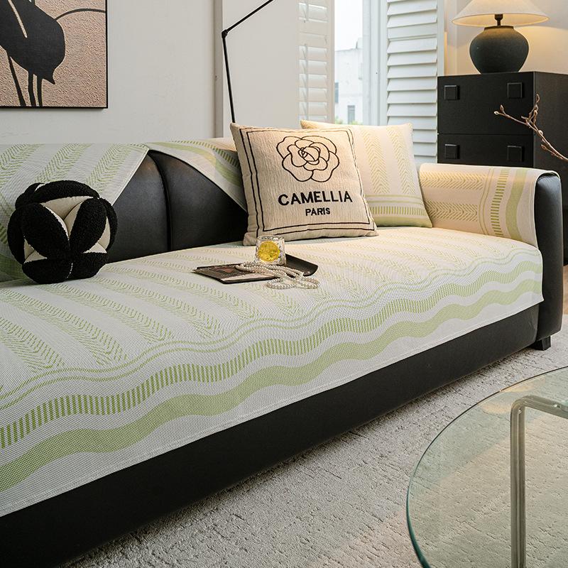 

Light Luxury Premium Cool Sofa Cushion Summer New Straight-Line One-Piece Combination Sofa Cushion Cover Cloth Seat Cushion 70*70cm