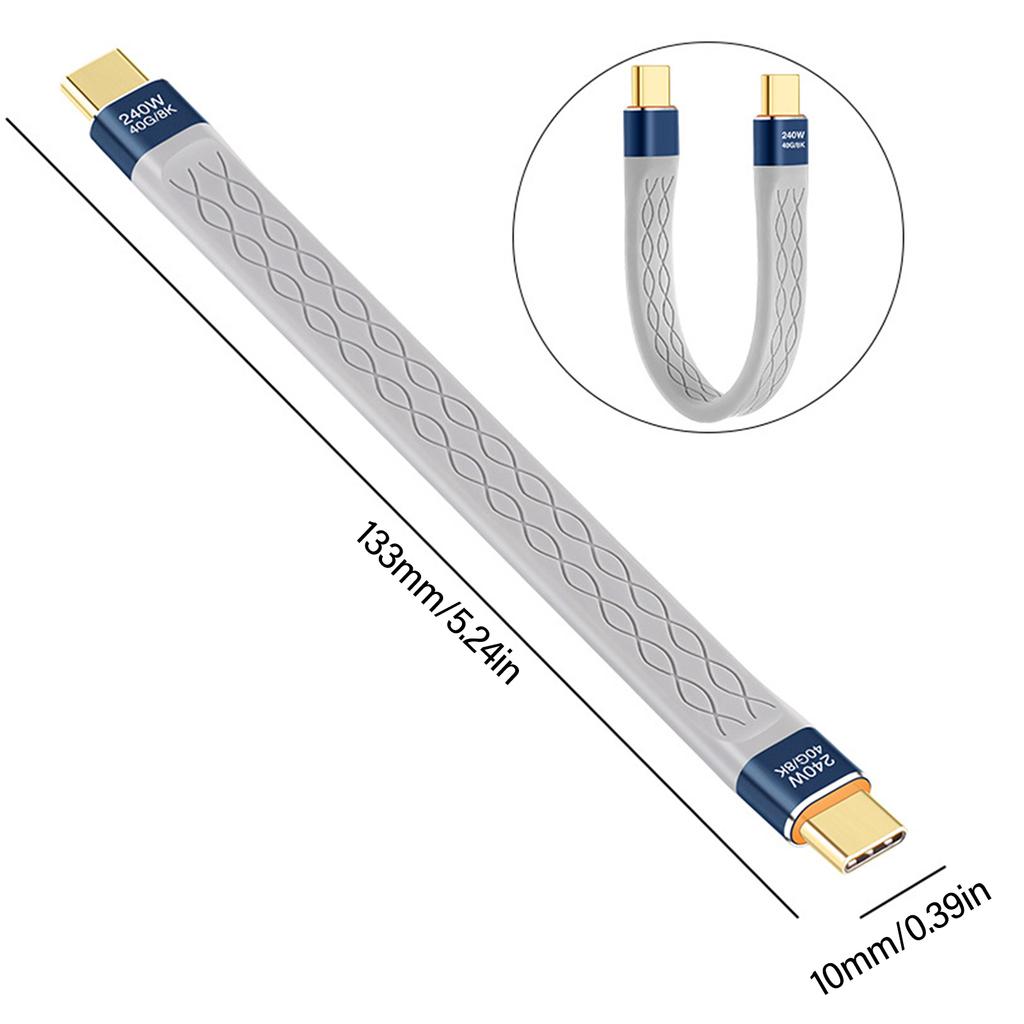 TypeC 40Gbps Highly Speed Data Cable 240W Power,Transfer, 8K Display, 13cm Length