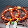 Fashion Red Agate Beaded Bracelets Nafu Ins Chalcedony Pendant Simple Round Bead Bracelet  Women