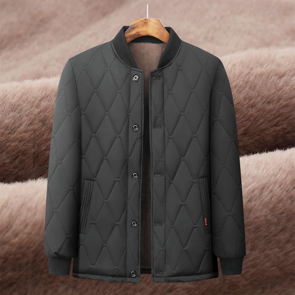 Men's Thickened Velvet Cotton Jacket for Elderly - Dad's Winter Coat
