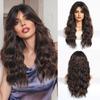 BLONDE UNICORN Synthetic Wig PDark Brown Curly Wavy Wigs with Bangs Cosplay Party UseHeat Resistant Fiber for Women Girl