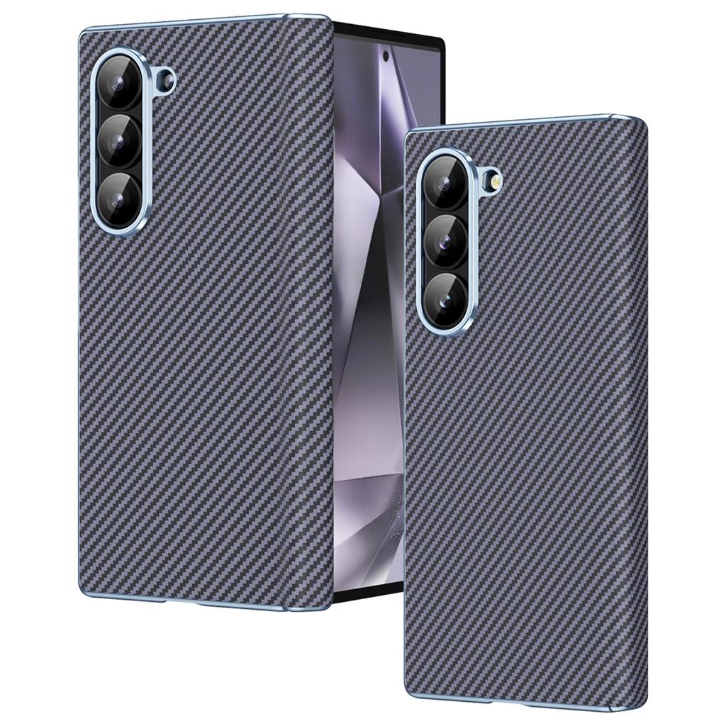 For Samsung Galaxy Z Fold5 5G Case Electroplating Lens Carbon Fiber Texture PC Phone Cover