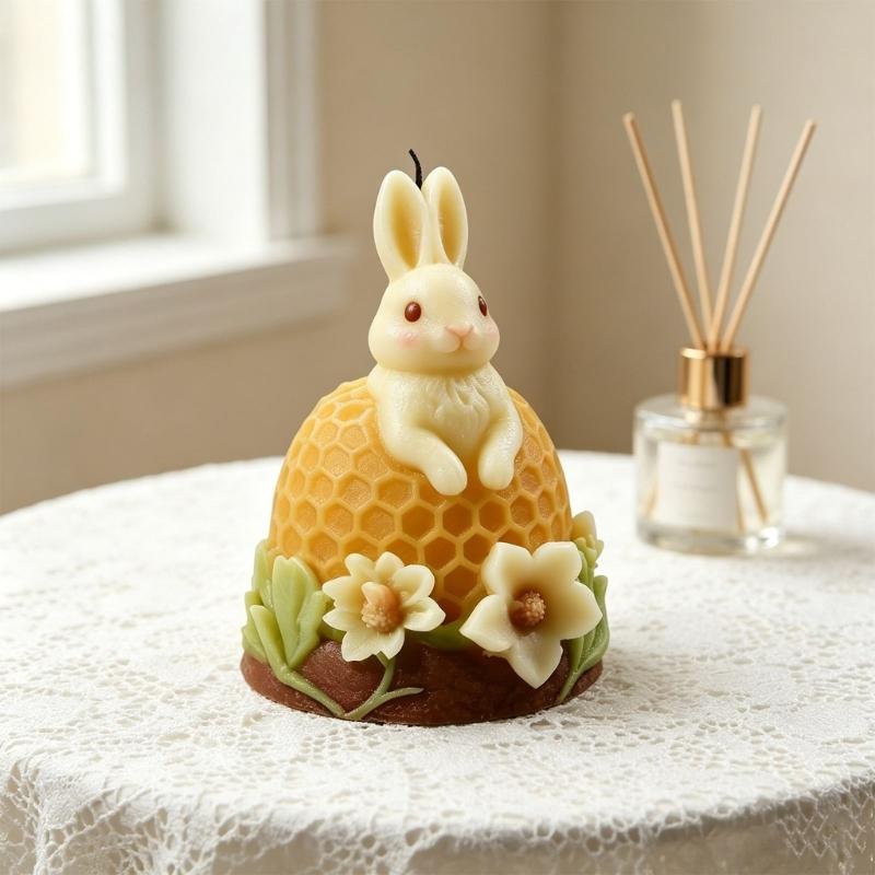 3D Flower Rabbit Shape Silicone Candle Mold For Making Candle Soap Chocolate Home Decoration And Easter Gift Giving