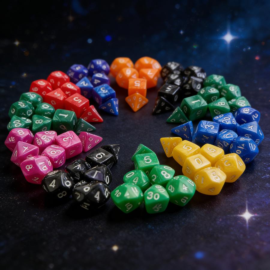 28-49pcs Polyhedral Dice Set with 4-7pcs Black Storage Bag Color Number Polyhedra Dice RPG D&D Role-playing Games Accessories