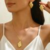 European and American Exquisite Irregular Luxury Creative Polygon Geometric Leaf Texture Flower Love Earrings Necklace Set