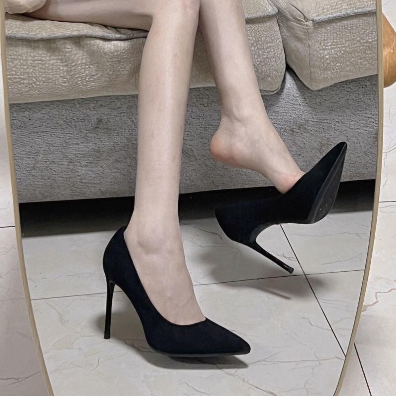 High Heels Women's 23 Years of New Black Professional Thin Heel Pointed Head Shallow Mouth Internet Celebrity Sexy Temperament Student Etiquette Shoes