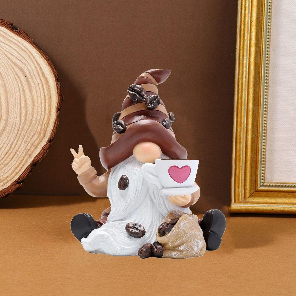 Resin Gnome Figurine Funny Miniature Sculpture Micro Landscape Coffee Dwarf Statue  New Year