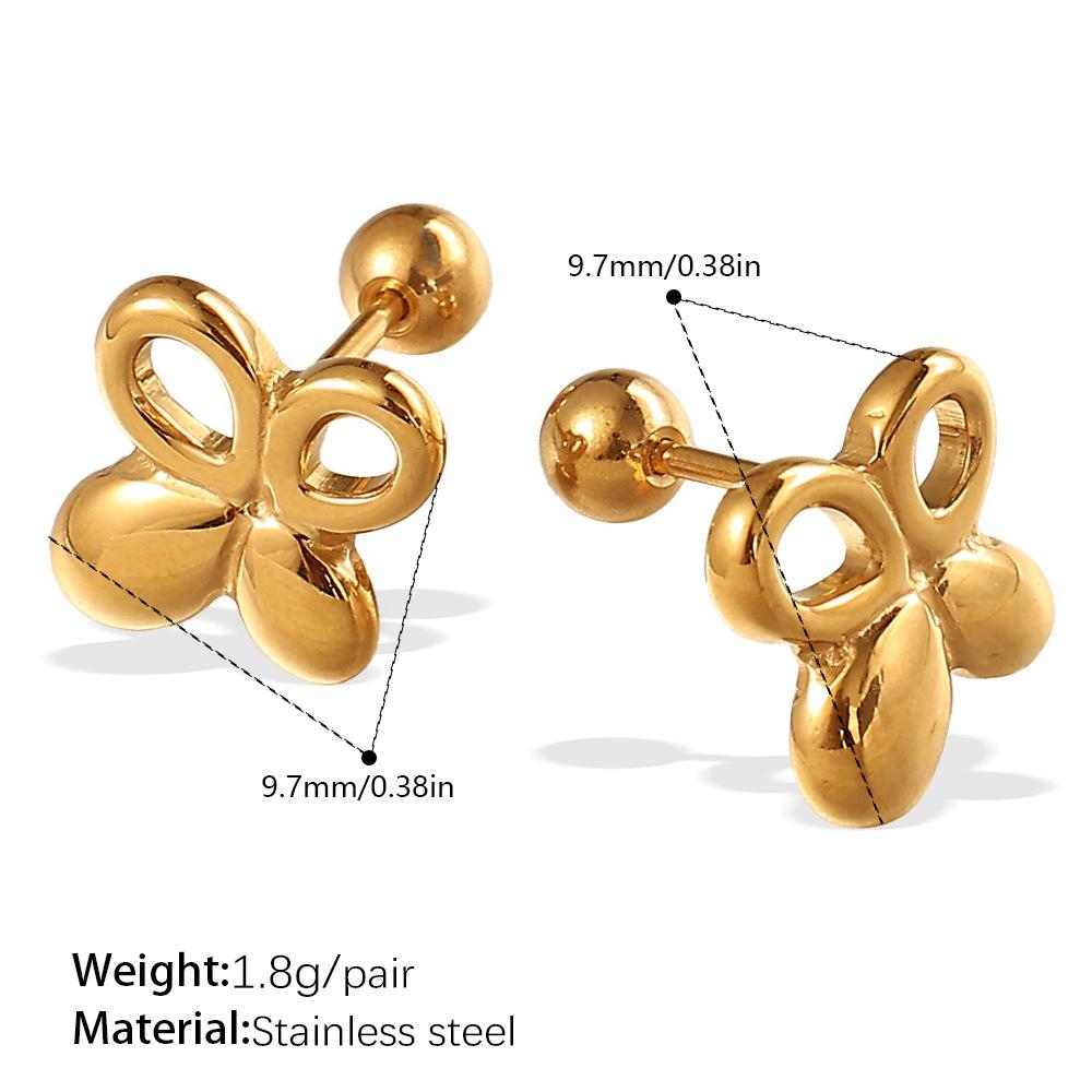 Temperament Versatile Stainless Steel Butterfly Dragonfly Gold Plated Earrings Premium Titanium Steel Earrings Women