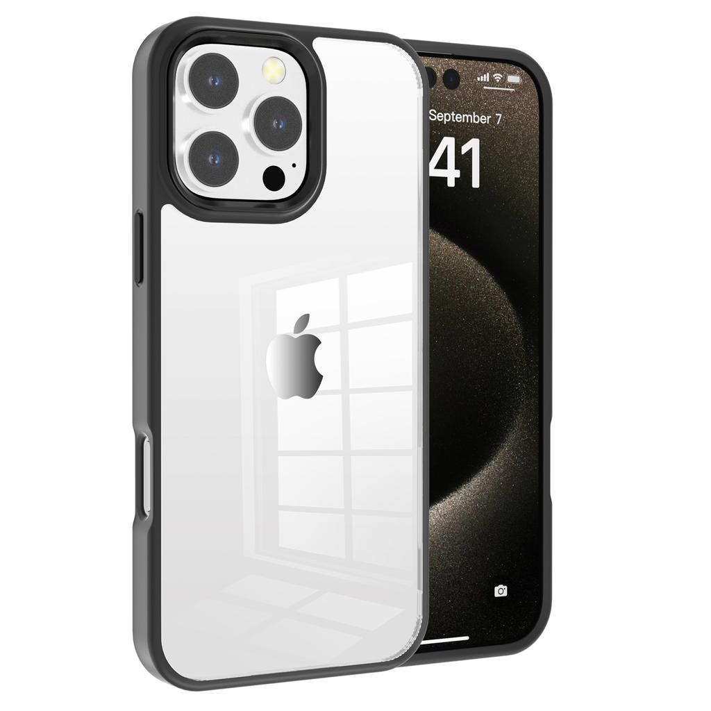 For iPhone 16 Pro Max Clear Phone Case TPU+ PC Phone Back Cover with Metal Button