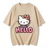 2026 Hello Kitty Cartoon Printed Short Sleeve Summer Cotton Tshirt Flower Womens Family Matching Outfits Tops Tee Highquality