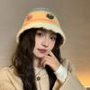 New dopamine color retro handmade warm plush hat women's autumn and winter wool hat knitted bucket hat cold hat
