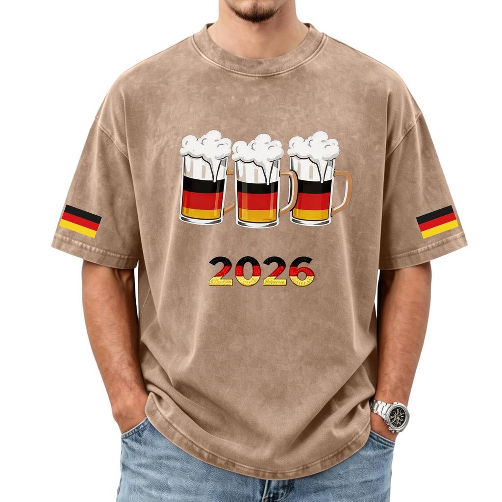 Men's Casual Short Sleeve T Shirt with 2026 Graphic Print and Themed Crew Neck Loose Fit Top for Fans