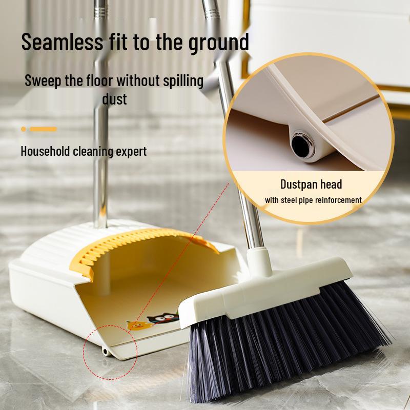 Dry & Wet Household Broom Set: Soft Bristle Broom, Dustpan & Garbage Shovel