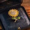 Silver Sunflower Championship Brooch: High-End Zircon Corsage Pin, Perfect for Students