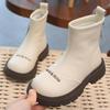 Girls' Waterproof Leather Cotton Boots - Autumn/Winter 2025 Martin Style