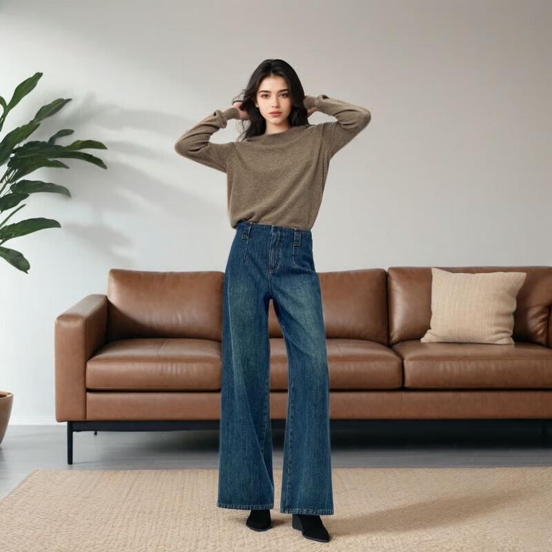 GOELIA Women's Plush-lined Loose Fit Winter Jeans