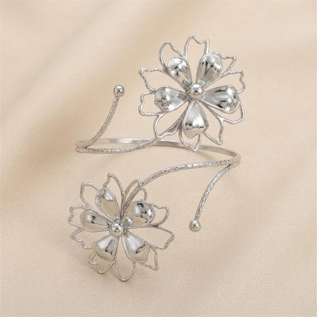 Flower Arm Cuff Bracelet Irregular Pattern Hollow Arm Cuff Personality Exaggerated Fashion Trend Accessory Daily Accessory