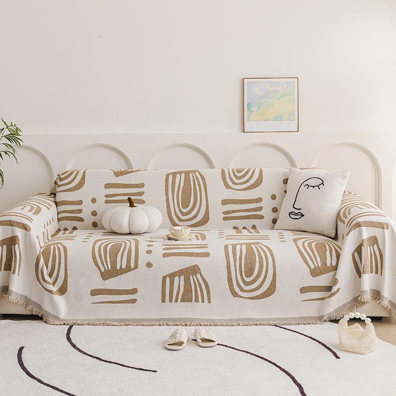 Geometry Bohemia Couch Cloth All-purpose Modern Sofa Cover Cloth Double-sided Anti-cat Scratching Sofa Bed Slipcover Blankets