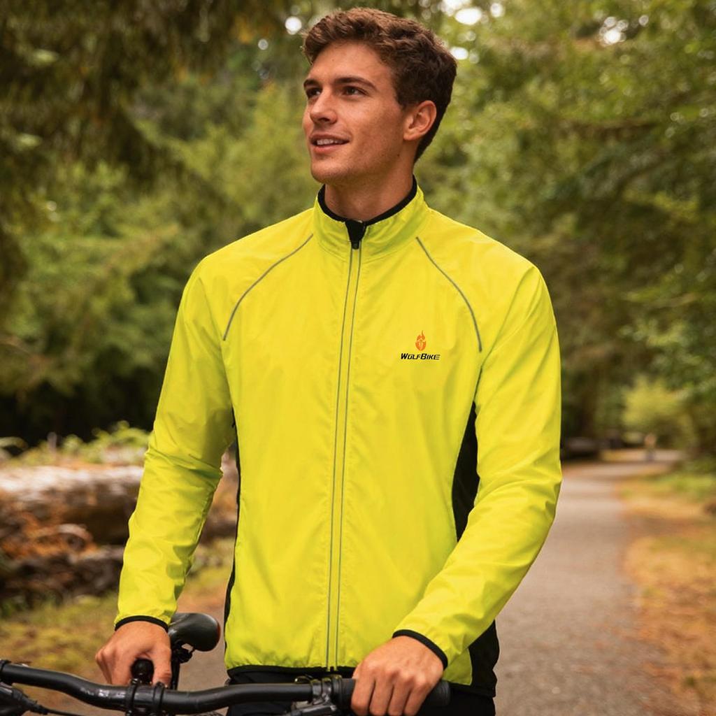 Wosawe Men's Reflective Cycling Windproof Waterproof Breathable Sports Long Sleeve Cycling Windbreaker Jacket