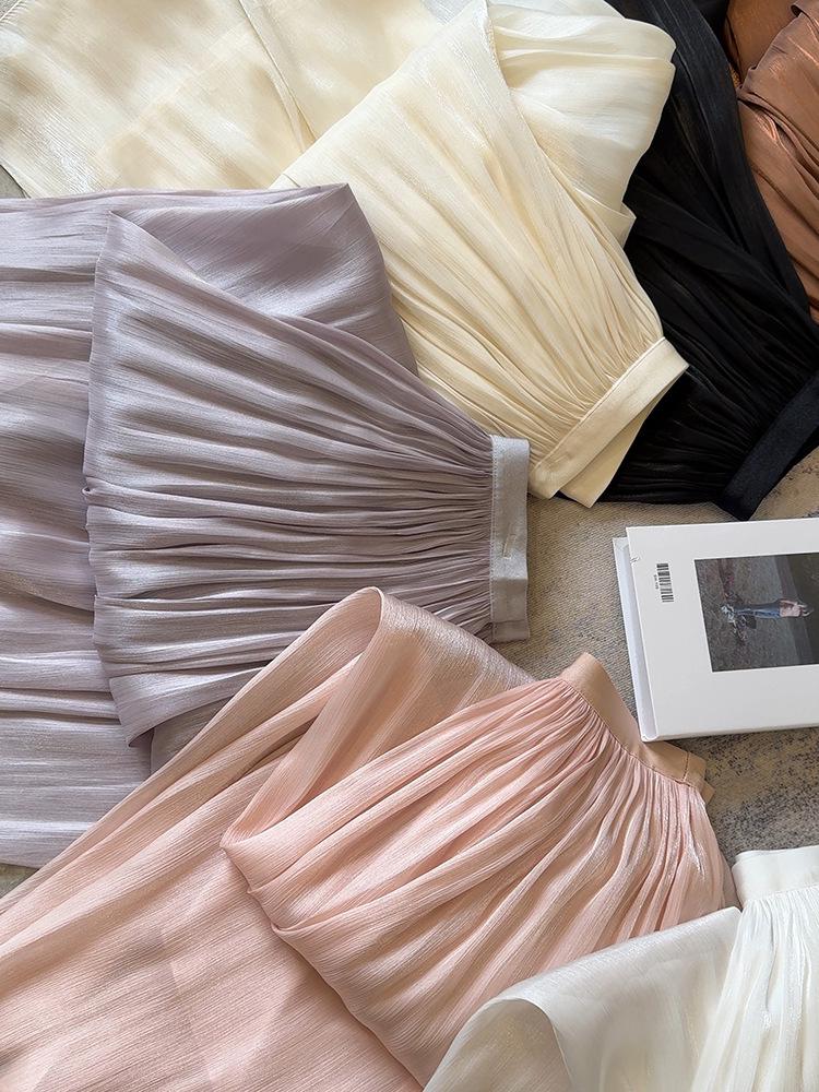 Шелковистая Мягкая Ледяная Шелковая Марля Длинная Юбка – Прохладная, Легкая и Стройнящая для Высококлассного Летнего Образа One Size (suitable for 85-130 jin) фиолетовый