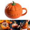 Ceramic Coffee with Style Lid and Handle European Orange Pumpkin Cup