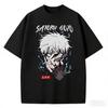 Unisex Oversized Jujutsu Anime Gojo Satoru Sketch Print Tshirt Casual Loose Short Sleeve Streetwear Tops Summer Fashion Tees