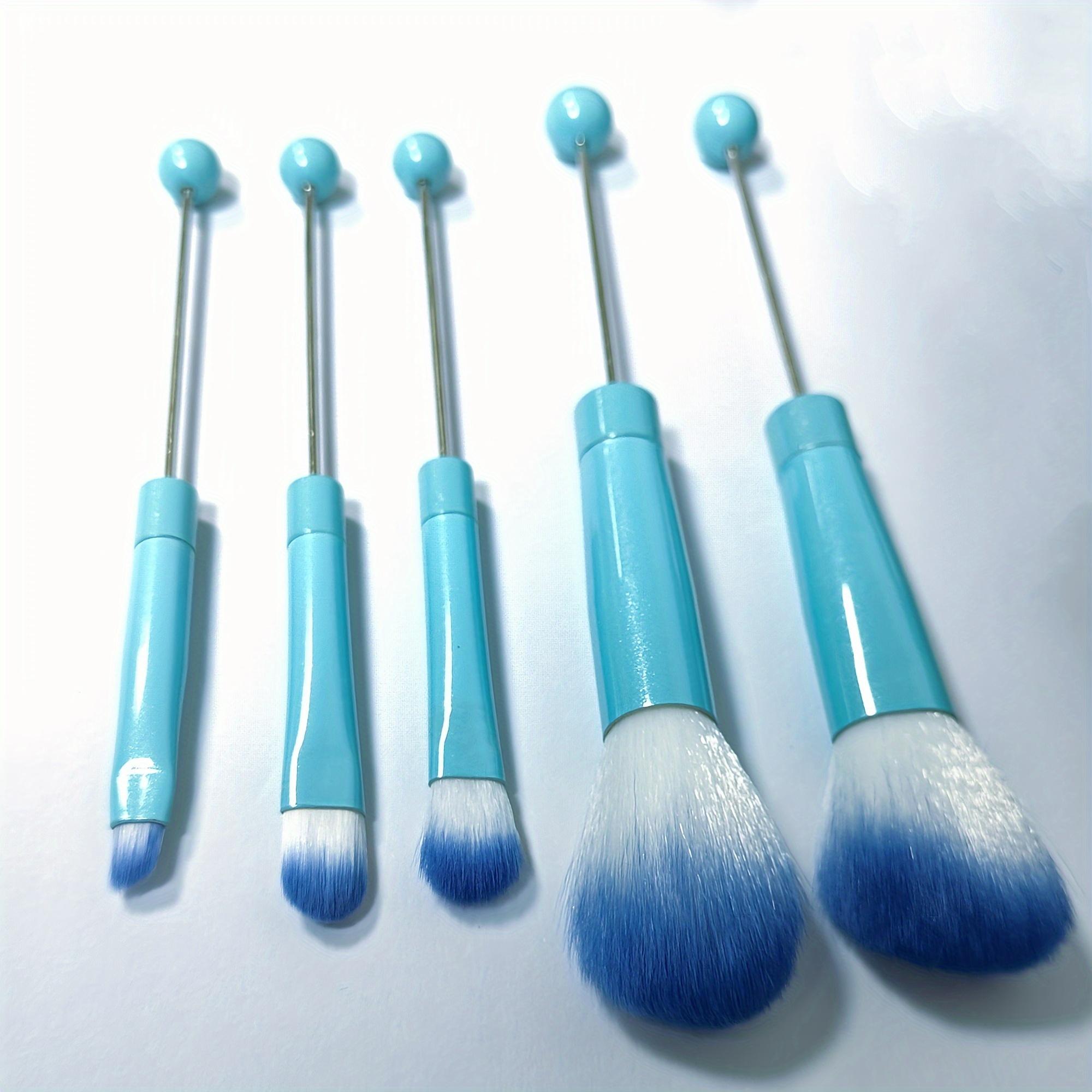 

5 шт., кисти для макияжа из бисера, уникальные кисти, силиконовые бусины, косметические кисти для макияжа «сделай сам», набор кистей из бисера для DIY синий