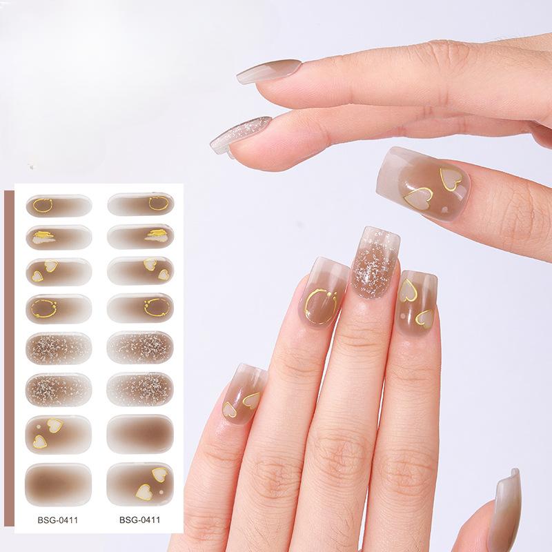 New French Gel Manicure Stickers 3D Lighting Semi-cured Nail Stickers
