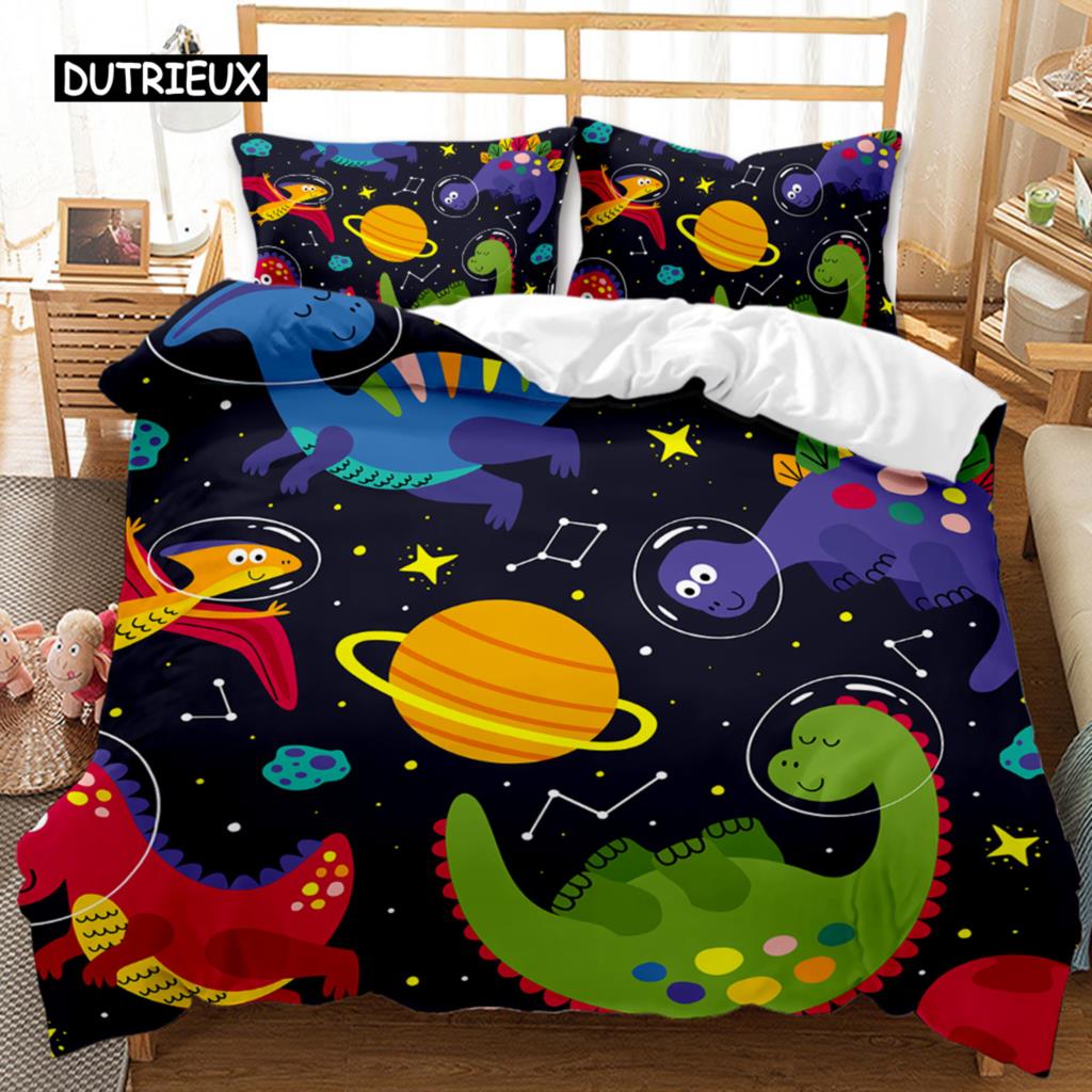 Dinosaur Bedspread Cover Sets Kids' Bed Cover Kit Full Playing Basketball Tyrannosaurus Animal Double Size Queen Dimension King Size Long-lasting