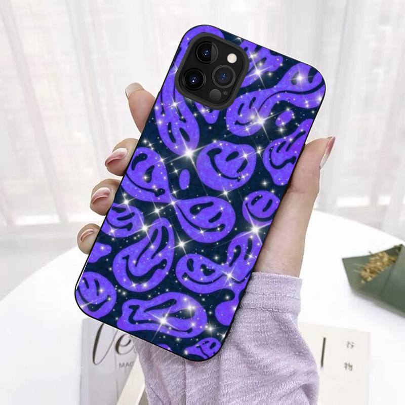 Cute Funny Trippy Smiley Face Phone Case for iPhone 11 12 13 Mini Pro Max 8 7 6 6S Plus X 5 SE 2020 XR XS Funda Case