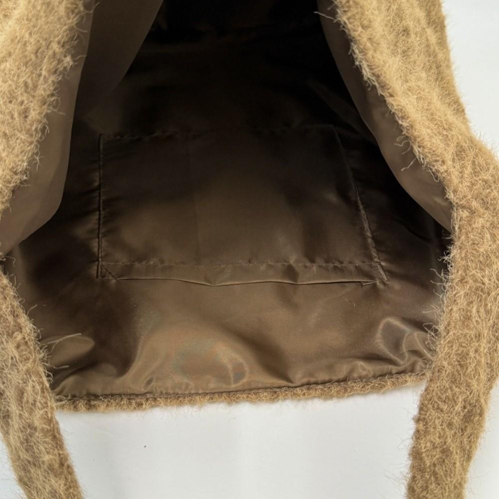 Casual Versatile Women Handbag Retro Solid Color Shoulder Bag Large Capacity Woolen Tote Bag for Women