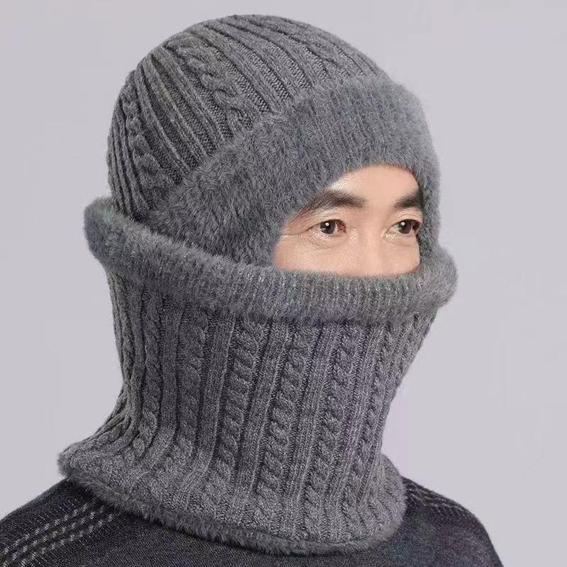 Outdoor Men Autumn Winter Knitted Hat  Casual Warm Bomber Hats Cycling Ear Protection Hats Elderly Cold Thick Cap