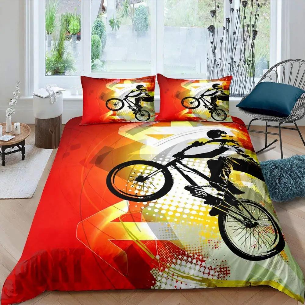

Bicycle Duvet Cover Set Microfiber Mountain Bike Comforter Cover Sport Game Tie Dye Pattern King Size 2/3Pcs Twin Bedding Set EU Single(135*200cm)3pcs