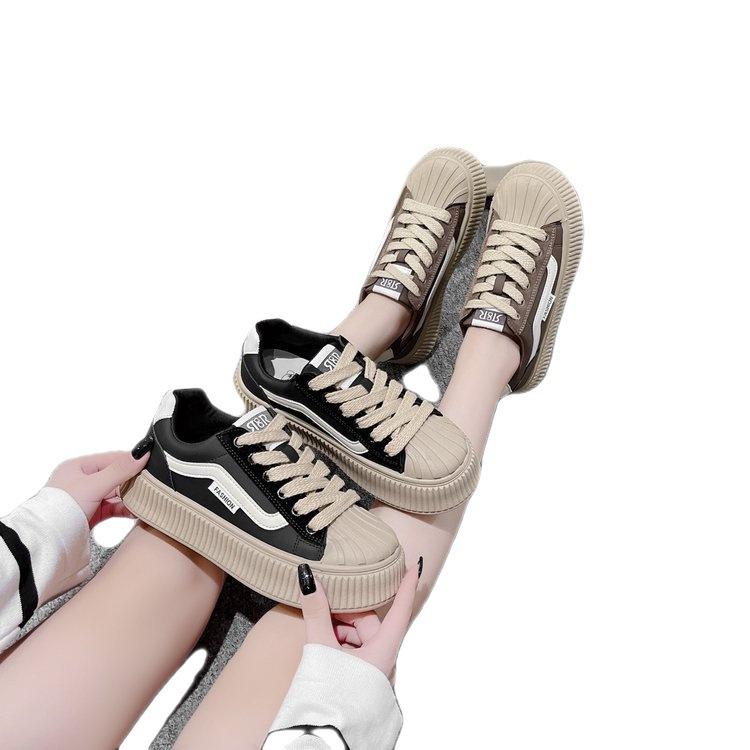 Dámské mušlové boty Nové podzimní boty na snadné nošení Studentské univerzální boty na platformě ve tvaru sušenky Ležérní tenisky pro studenty středních škol