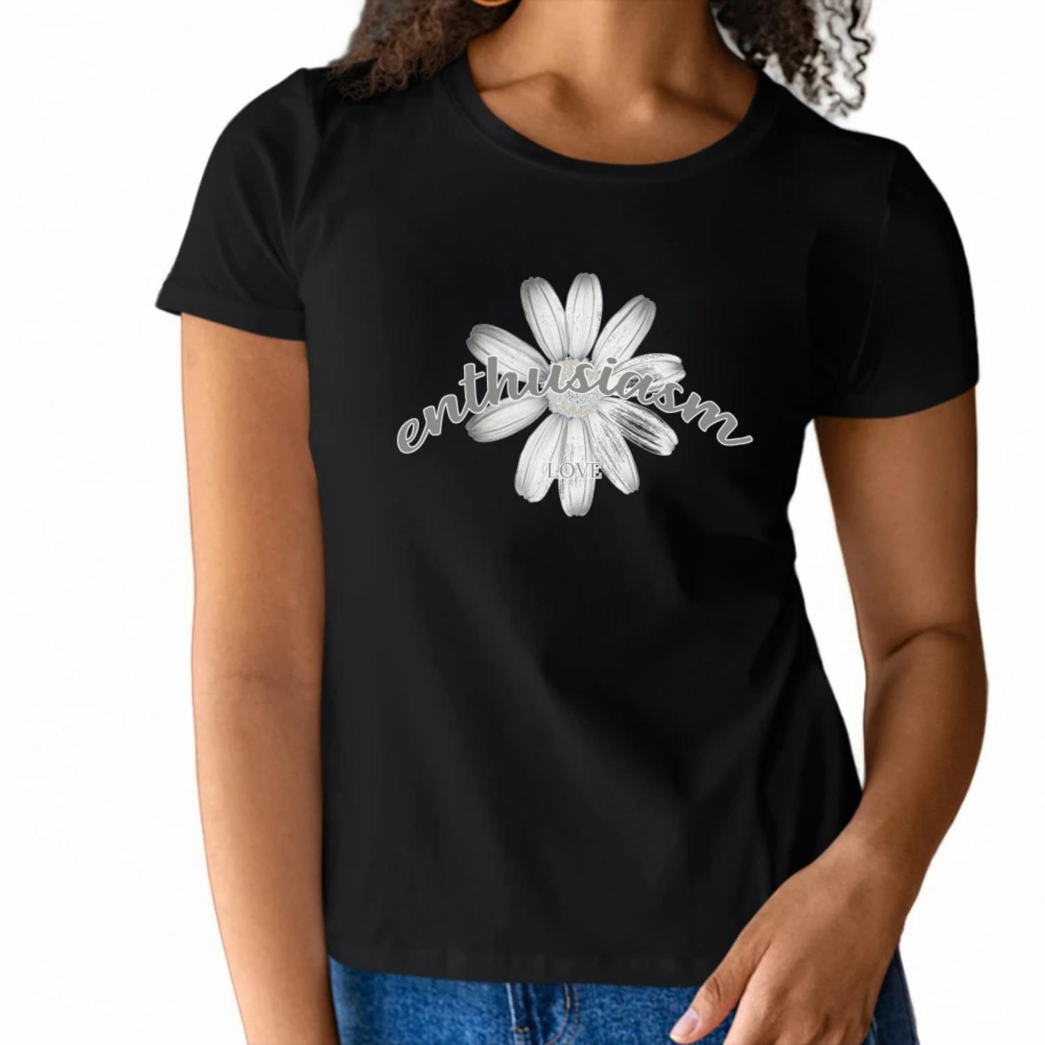 

Positive vibe Womens Short Sleeve T Shirt Enthusiasm Design with Daisy Graphic for a Cheerful Summer Look XXXXXL чорний
