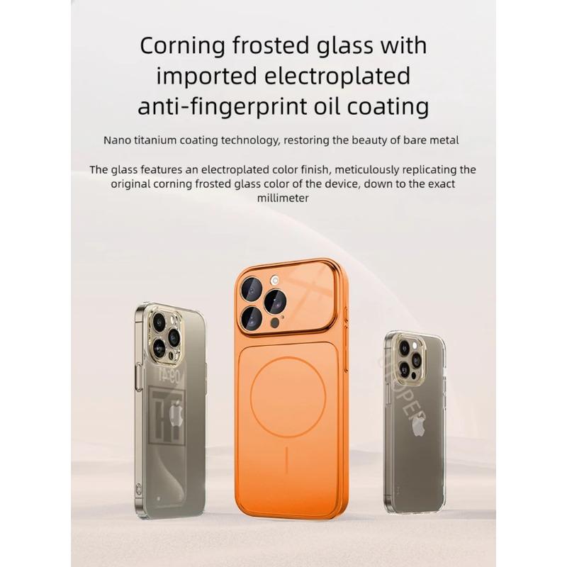 Luxury Large Frame Glass Lens Protect New Phone Case for iPhone 17 Air 16 15 14 13 Pro Max 17 Pro Magsafe Magnetic PC Hard Cover