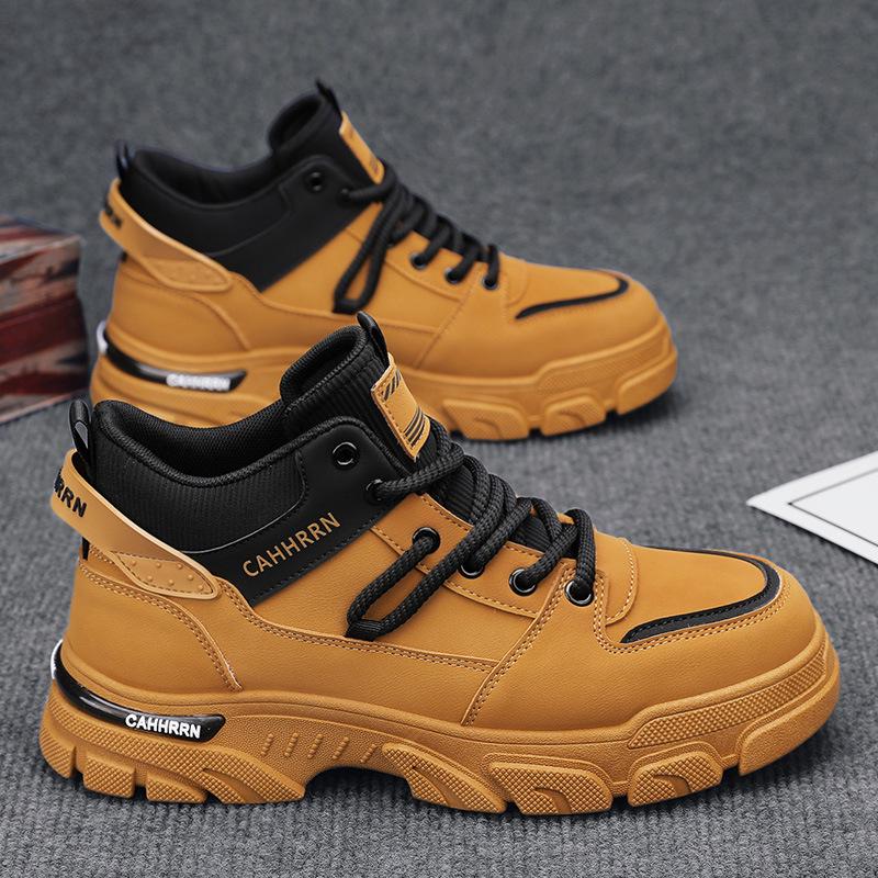Men's High-Top Autumn 2025 British Workwear & Sports Boots – Trendy, Fleece-Lined, Winter Cotton Shoes