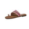 Böhmische gewebte Zehensandalen mit flachem Boden Damen Sommerbekleidung 2025 neue Strandschuhe Urlaub coole Hausschuhe Damen