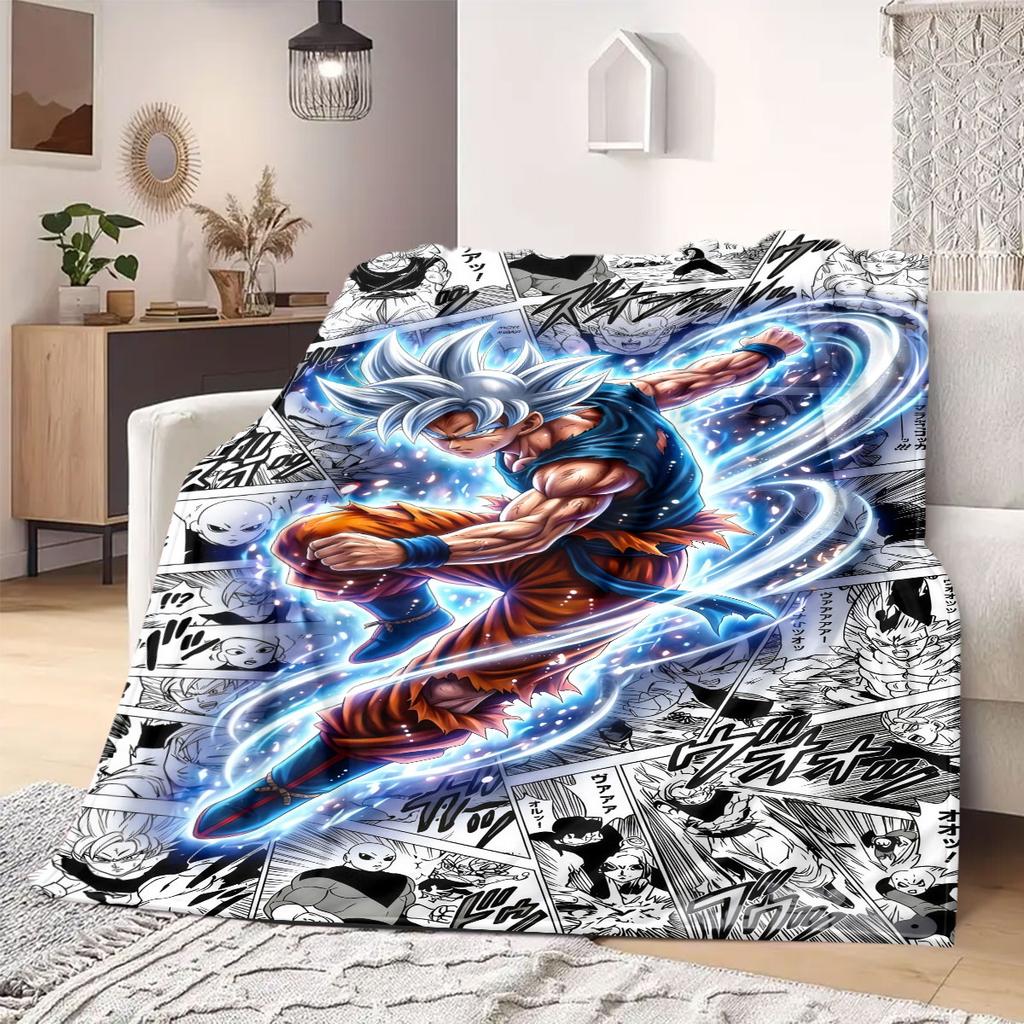 Deka s potiskem Dragon Ball Teplá pohodlná flanelová deka Vhodná do ložnic, na pohovky, postele, židle, na pikniky, na cesty