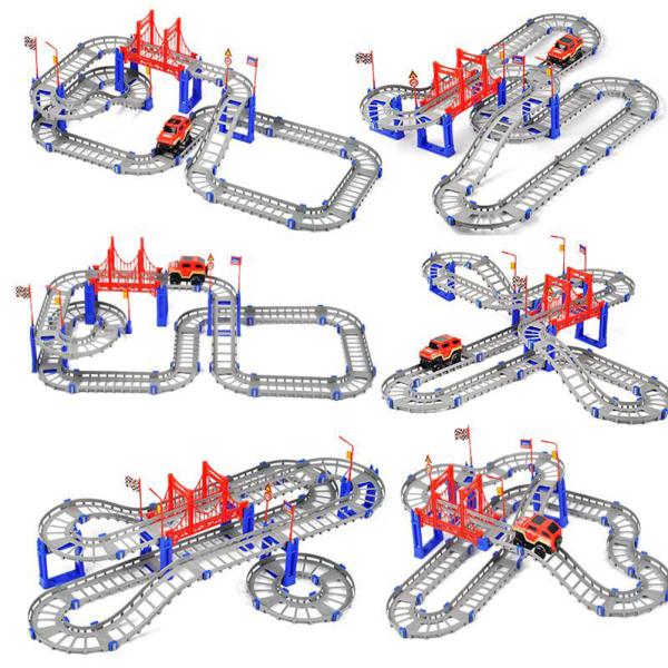 73pcs Car Track Toy Creative Educational DIY Playset Ladder Toy Car Slider Without Battery for Kids