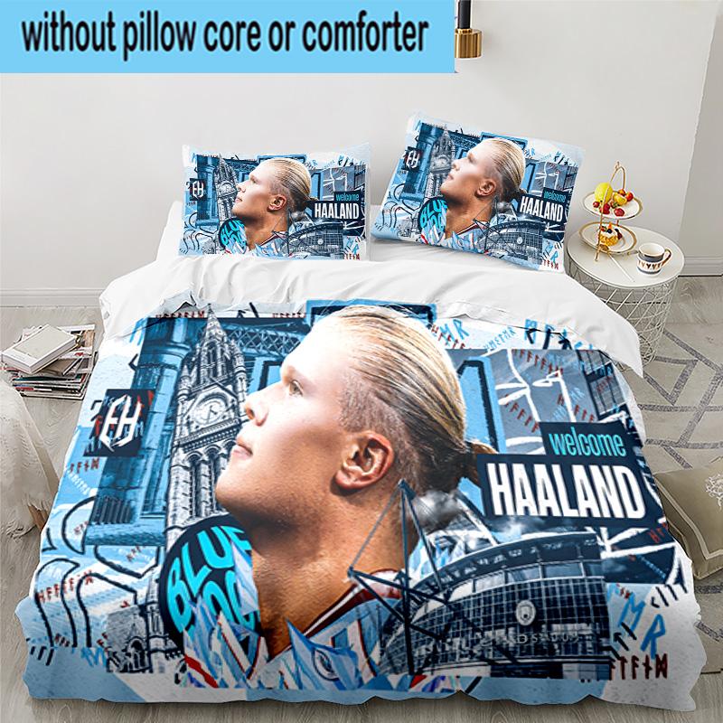 Haaland Player Pose 3PCS Bedding set,Ideal for1pc Duvet Cover And 2pcs Pillowcases Perfect for Christmas gift,Ideal for Bedroom, Dormitory
