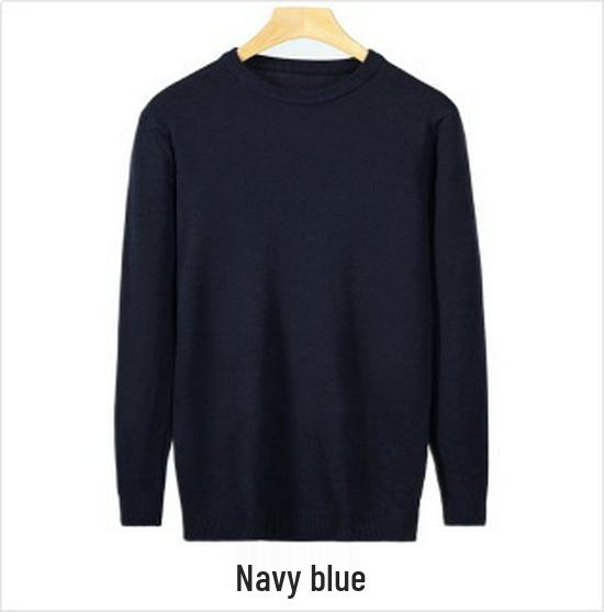 Men's Round Neck Solid Color Casual Knit Sweater - Trendy and Handsome Pullover for Autumn Winter