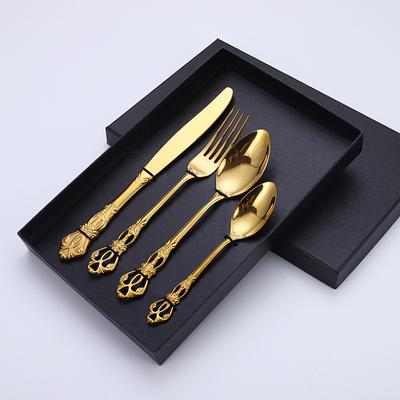 Luxury Spoon and Fork Set Stainless Steel Gold Cutlery Set Food Grade Upscale Royal Tableware European Steak Knife Kitchen Items