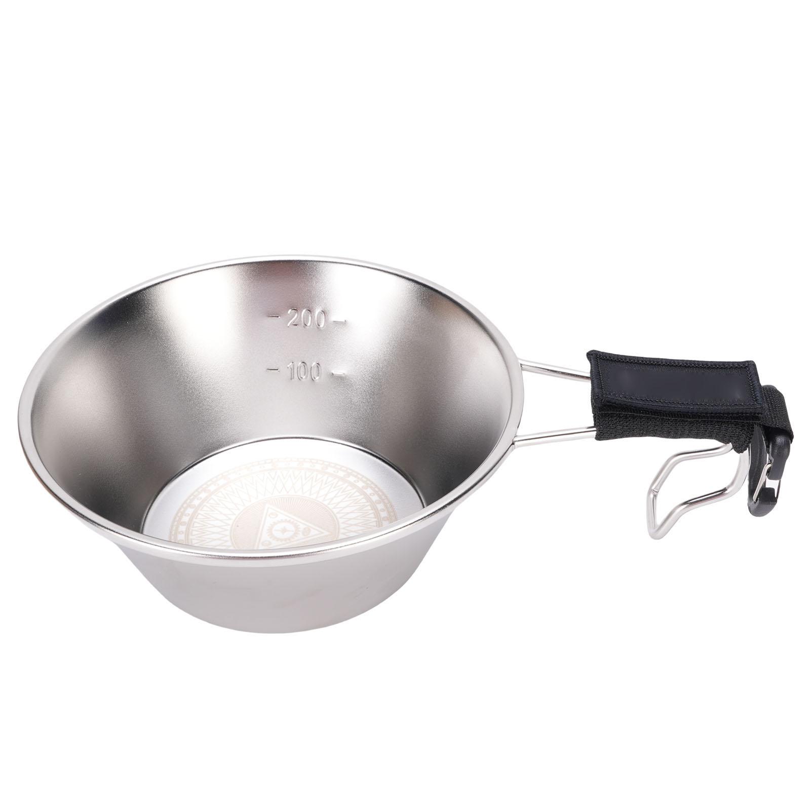 

Миска для кемпинга из нержавеющей стали 250 мл, антипригарная переносная миска с ручкой для барбекю, пикника на открытом воздухе